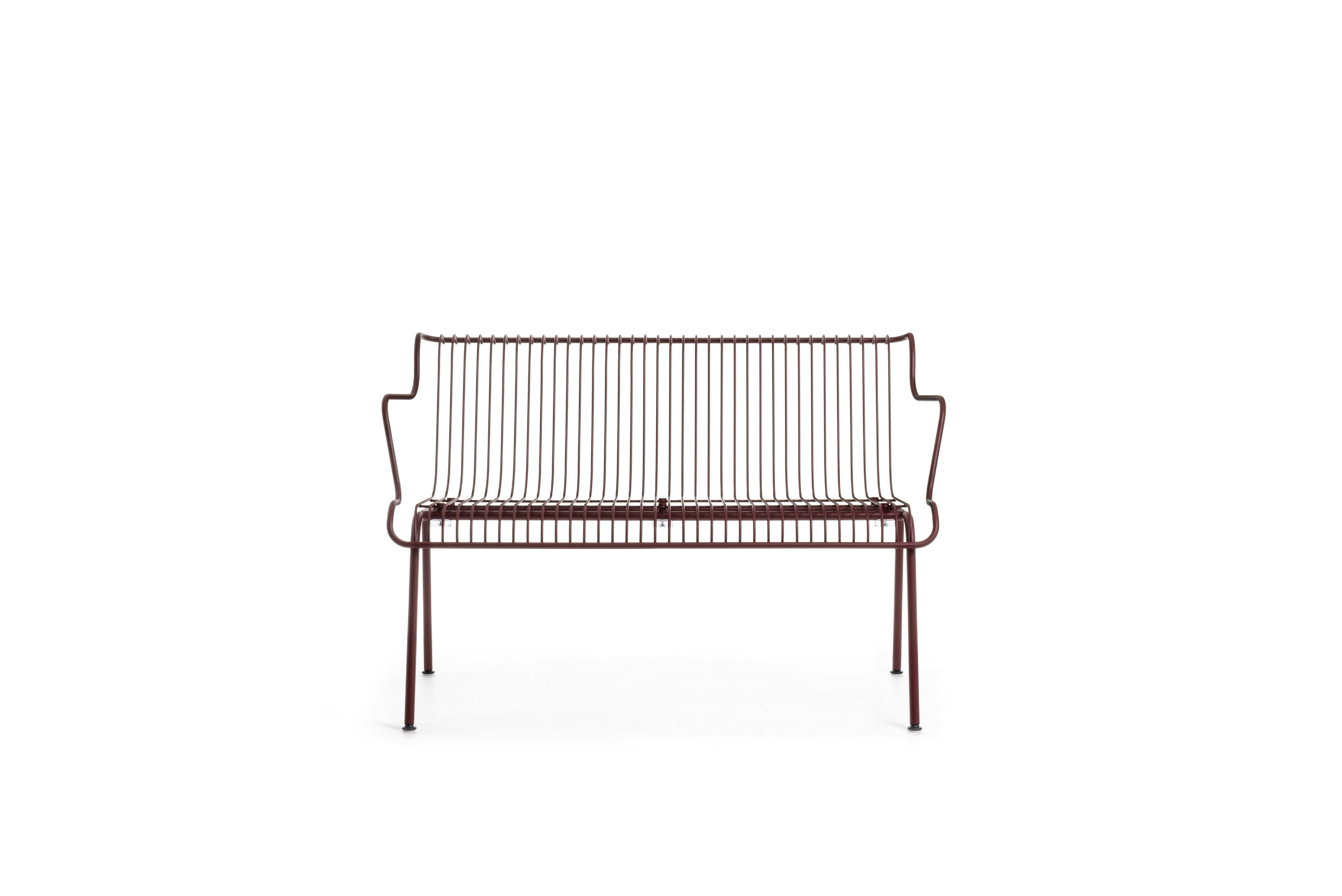 South Outdoor Dining Bench with Arms - Bordeaux