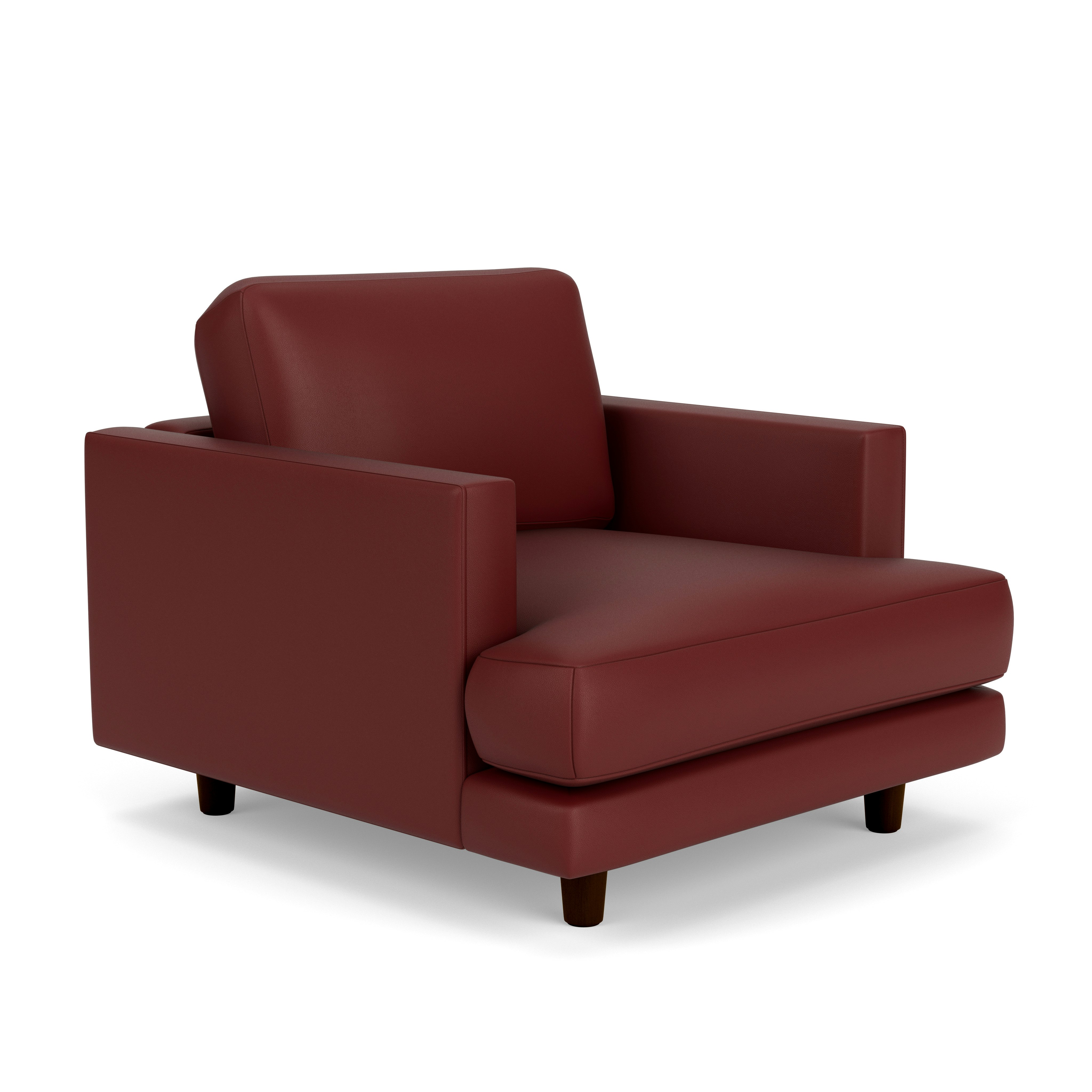 D'Urso Lounge Chair - Volo Leather, Russet, Burnt Walnut on Oak