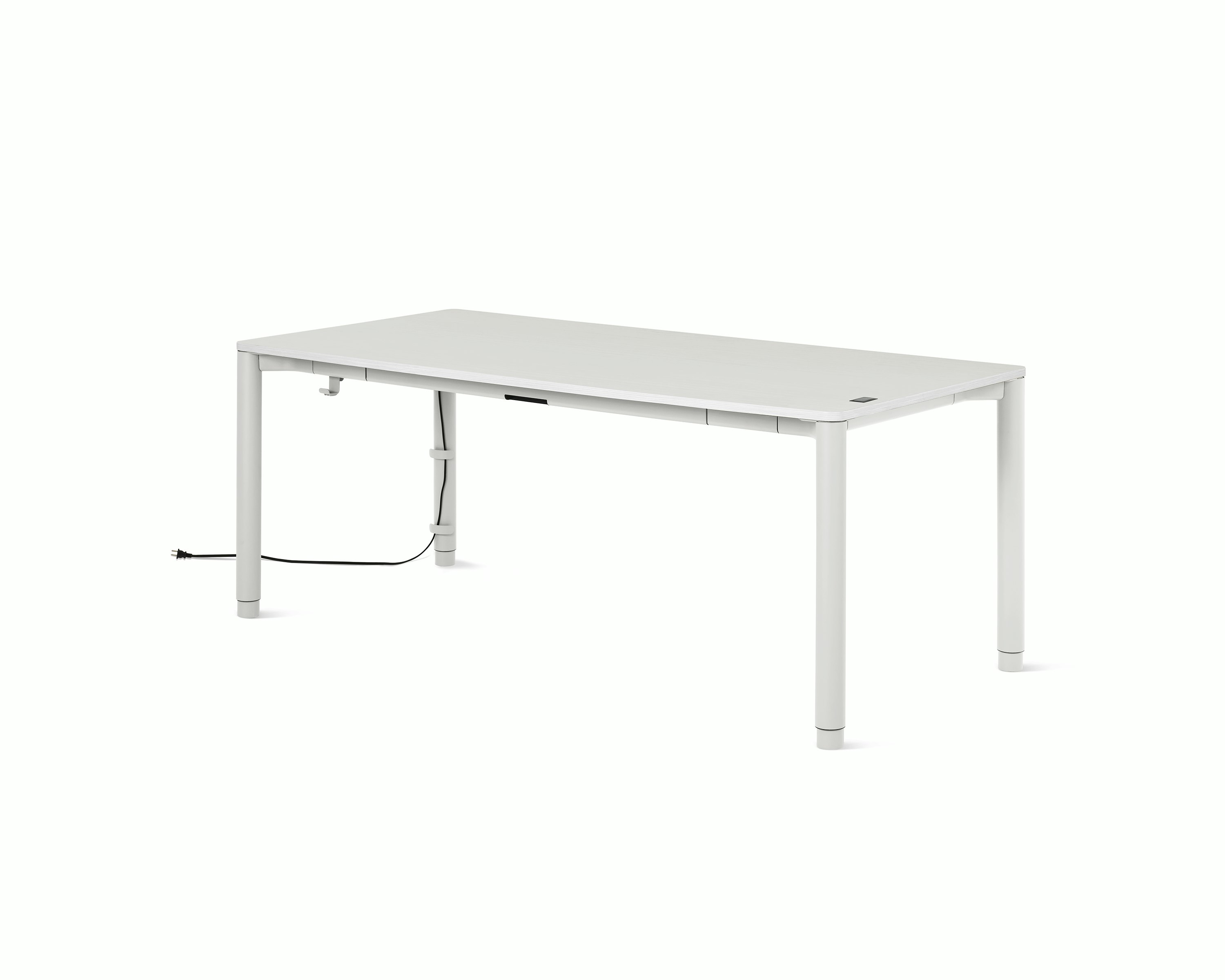 Four leg height-adjustable table shown with a white surface and legs.