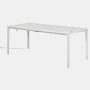 Four leg height-adjustable table shown with a white surface and legs.