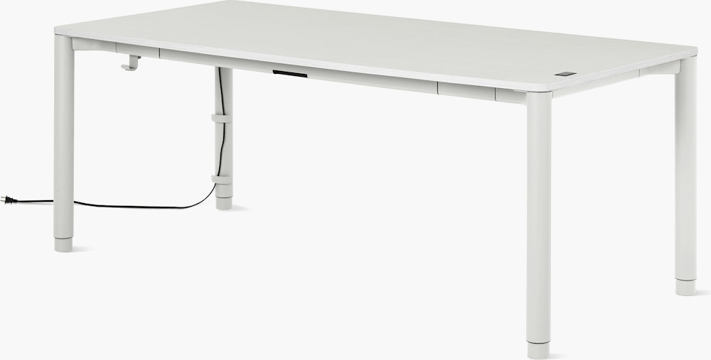 Four leg height-adjustable table shown with a white surface and legs.