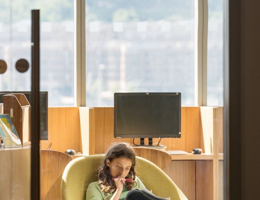 Saarinen Womb Chair at the Abraham Joshua Heschel School Medium Saarinen Womb Chair