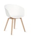 A front angle view of the About A Chair in white with Wood Base.