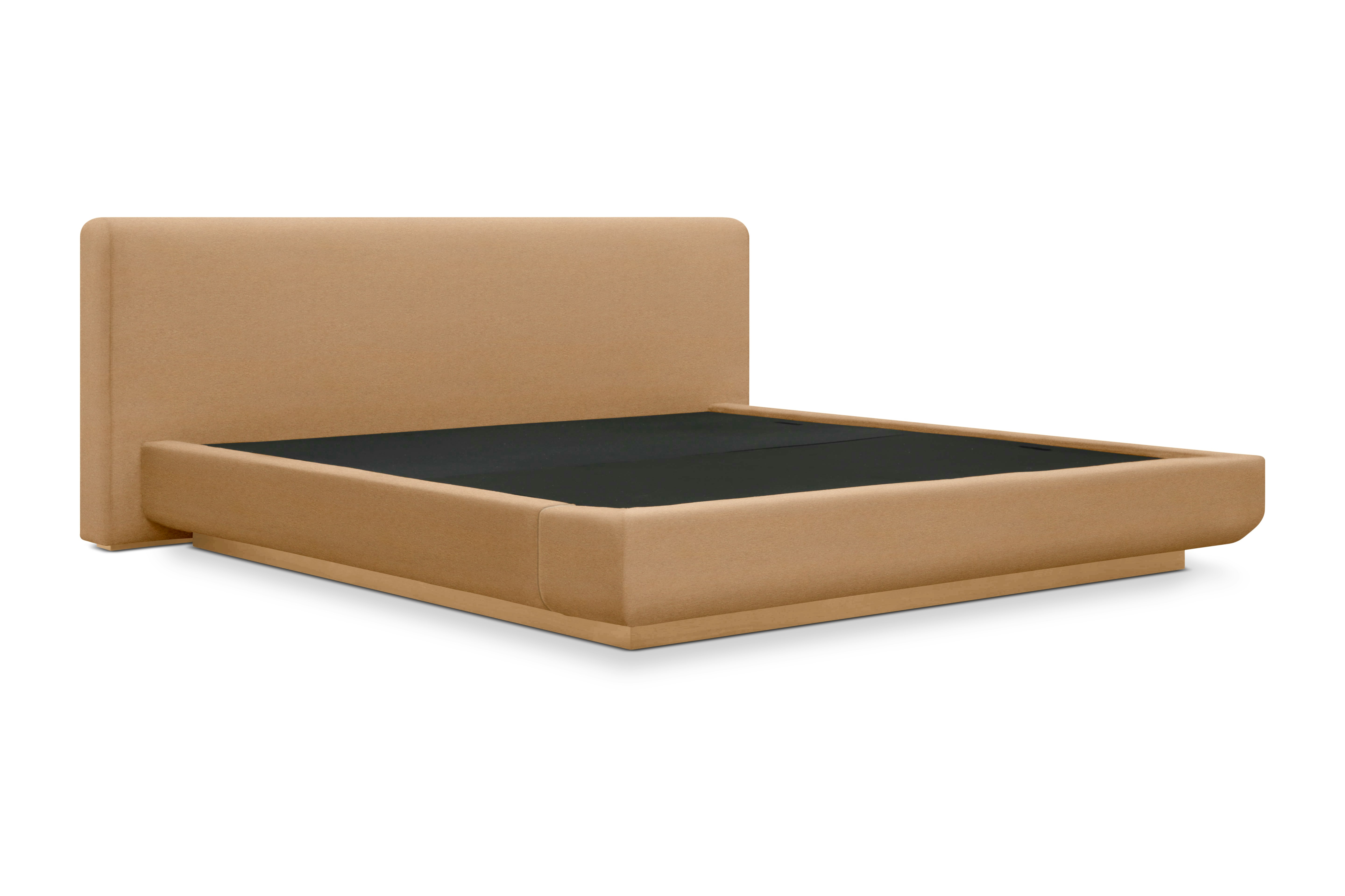 Mesa Bed - Queen in Oak and Marquis Velvet Coffee