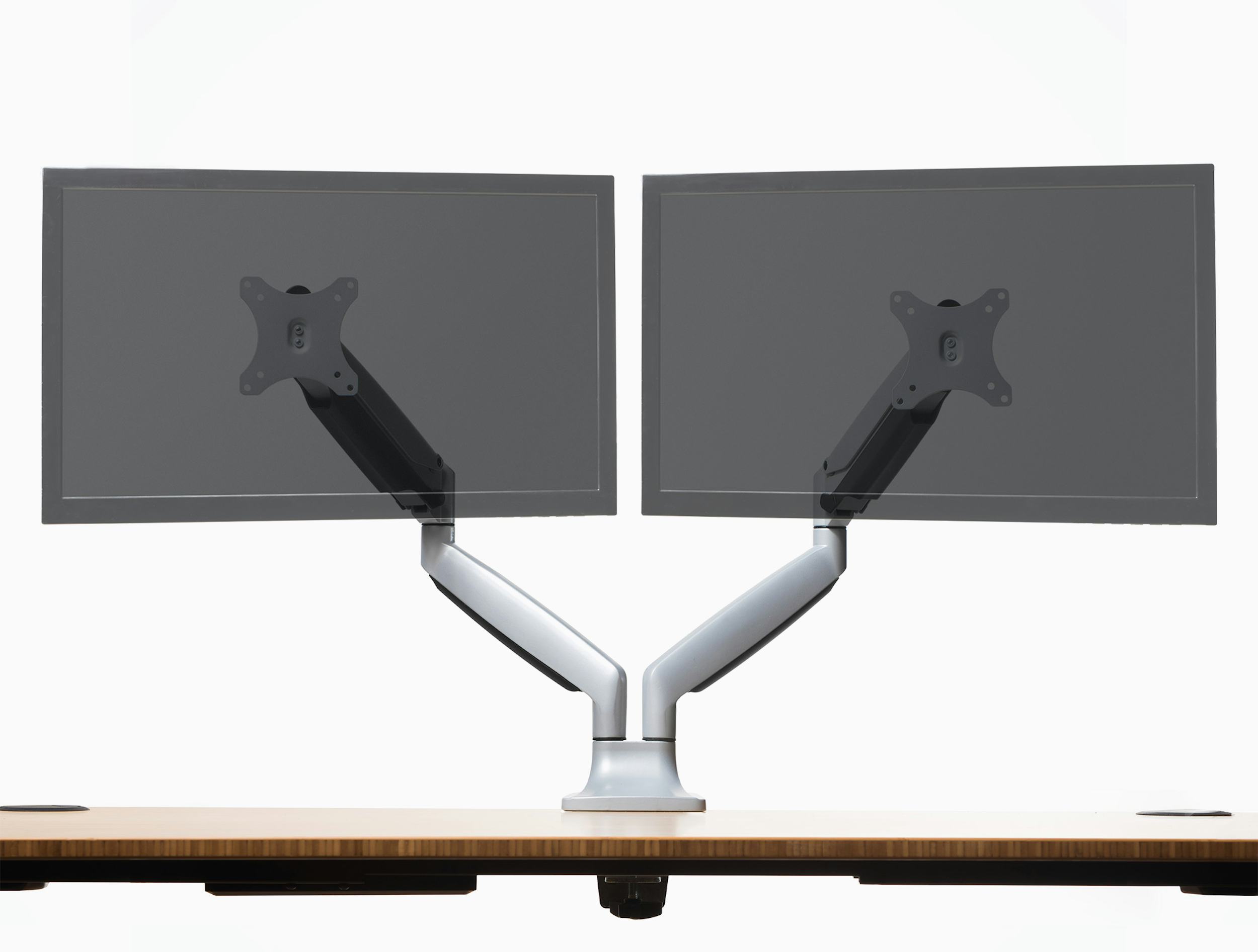 Fully Jarvis Dual Monitor Arm in Silver