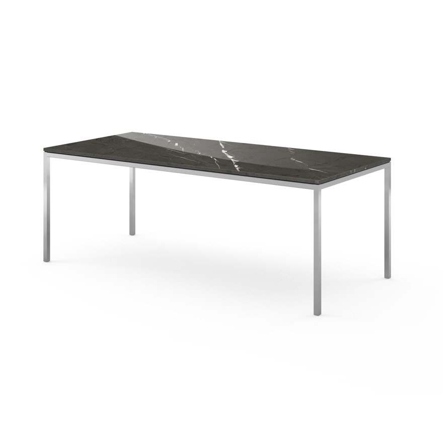 Florence Knoll Table - Rectangle, 78 x 35,  Polished Grigio Marquina, Polished Chrome