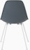 Back of medium grey plastic shell chair on 4-leg base.