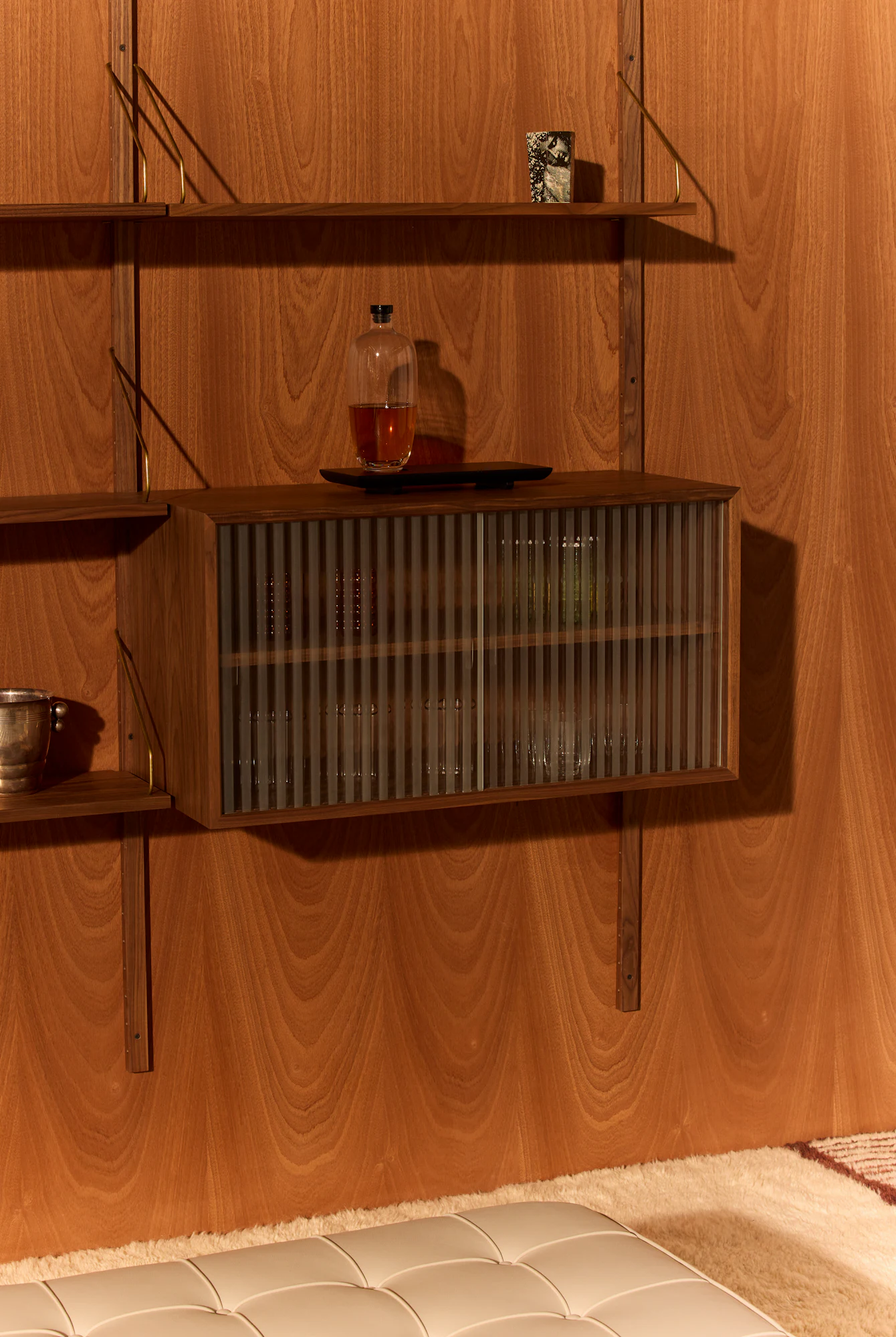 Royal System shelving cabinet with vertical slatted door insert