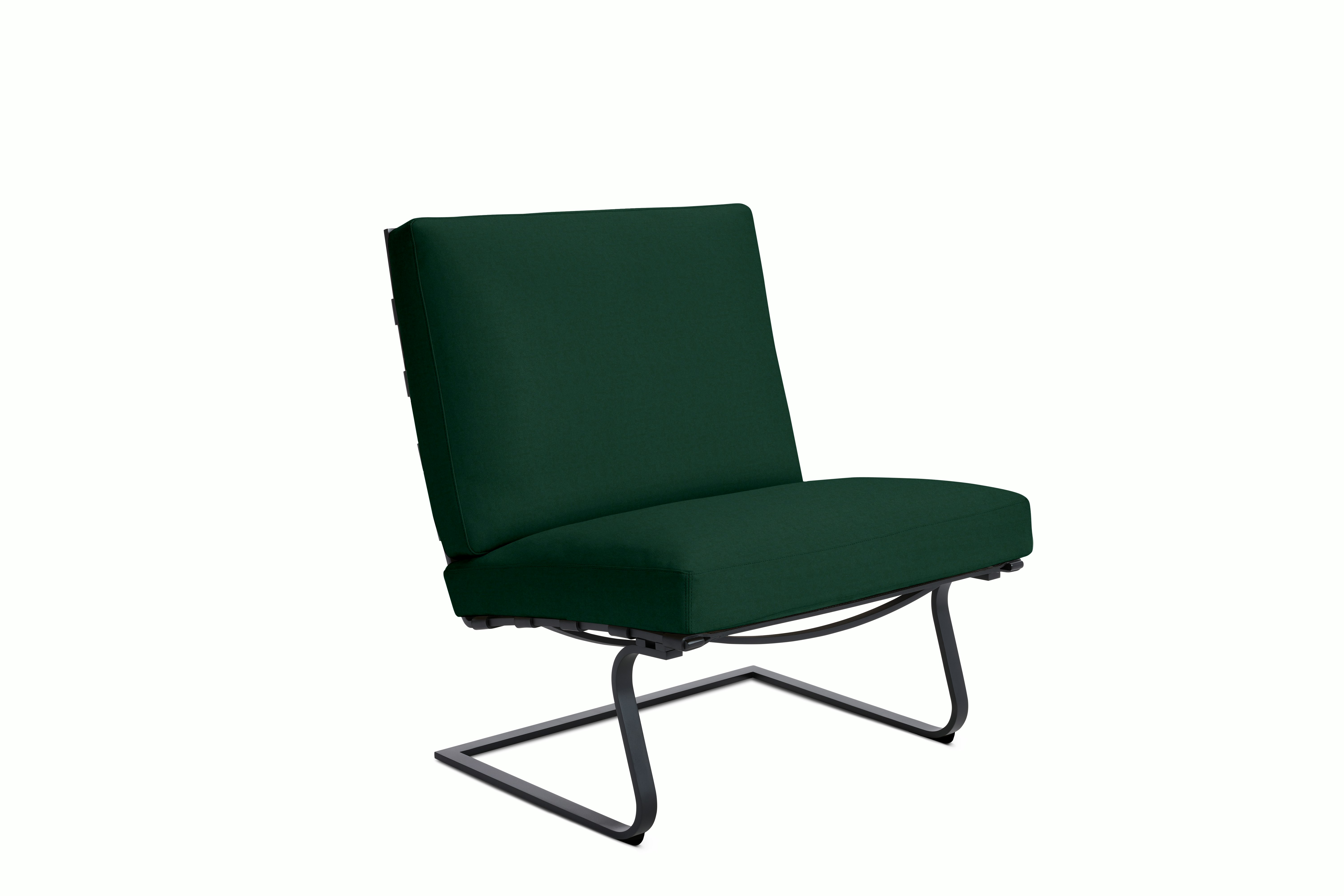Tugendhat Chair in Oh La La,  Jade with belting in Belting Leather,  Black and black frame