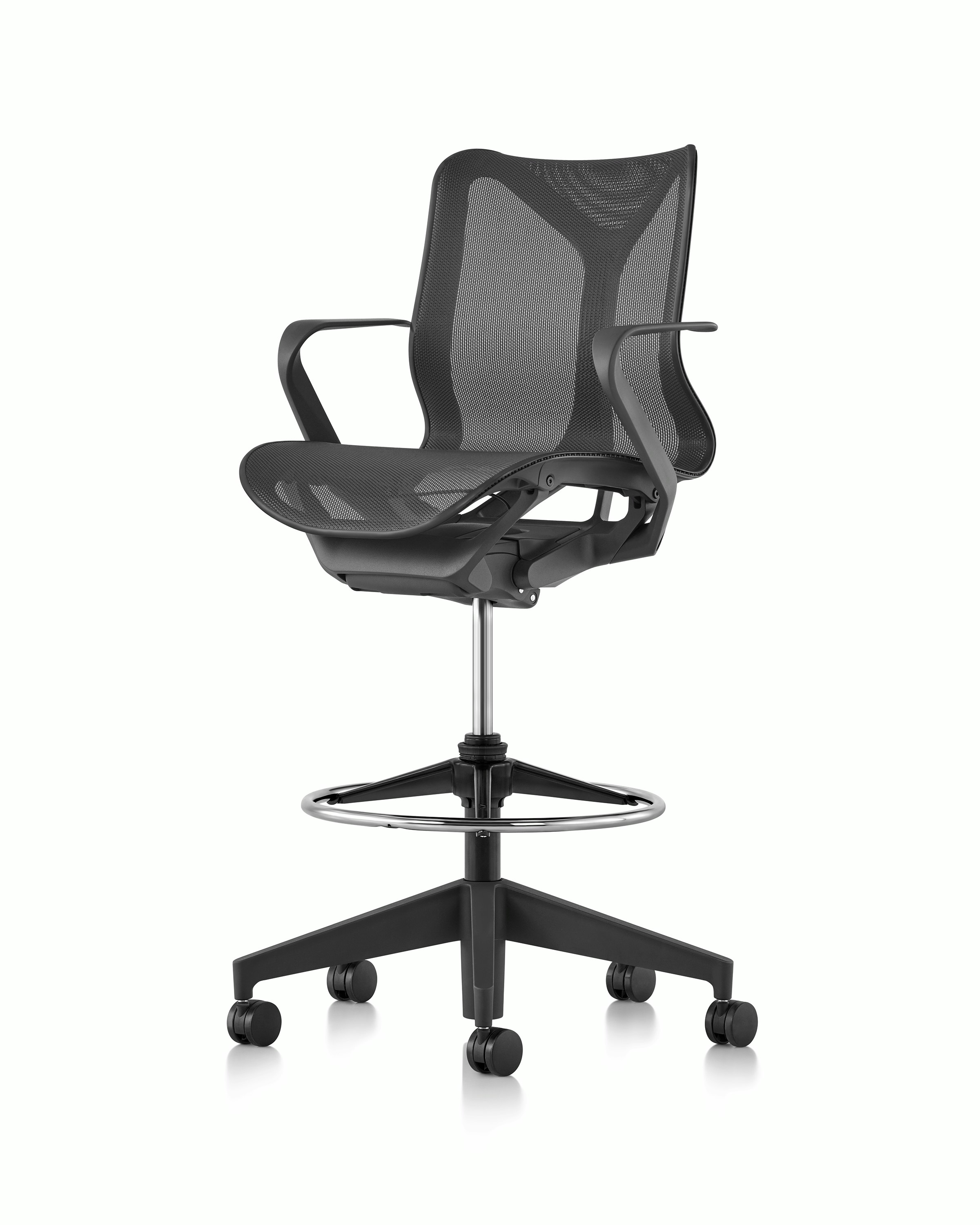 Cosm low back stool, front angle, graphite