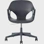 Front view of a Zeph chair with fixed arms in dark grey.