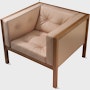 Nelson Cube Armchair in leather and oak