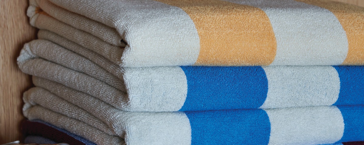 Frotte Stripe Towels in a bathroom setting