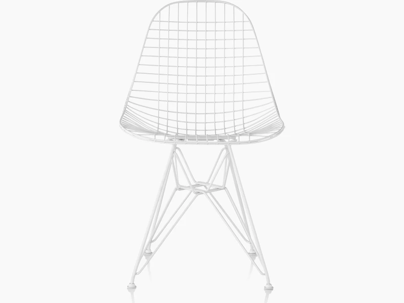 Eames Wire Chair Outdoor with white finish and wire base.