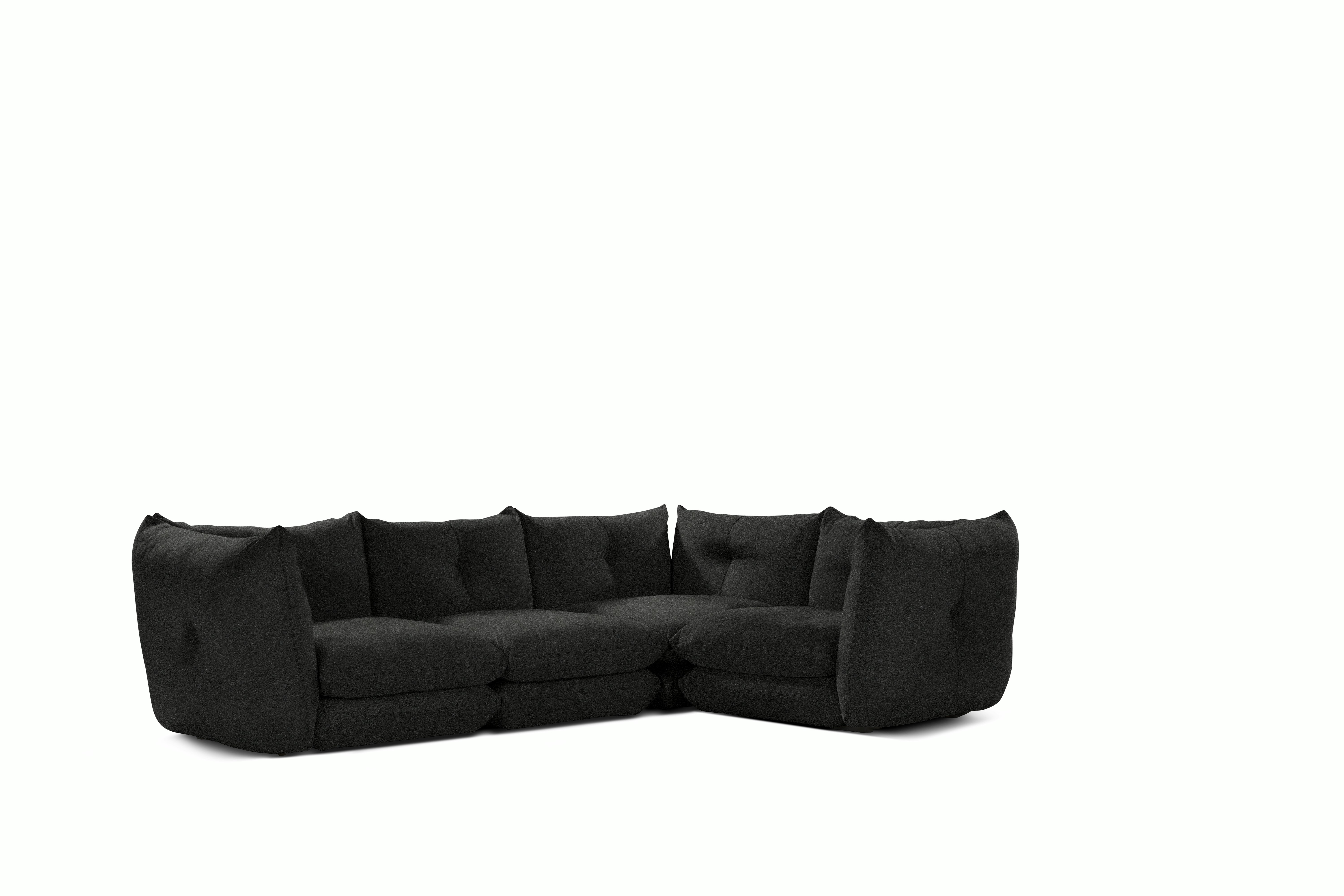Pillo Sectional -  Right Four seater Standard or Deep in Curly Dark Grey