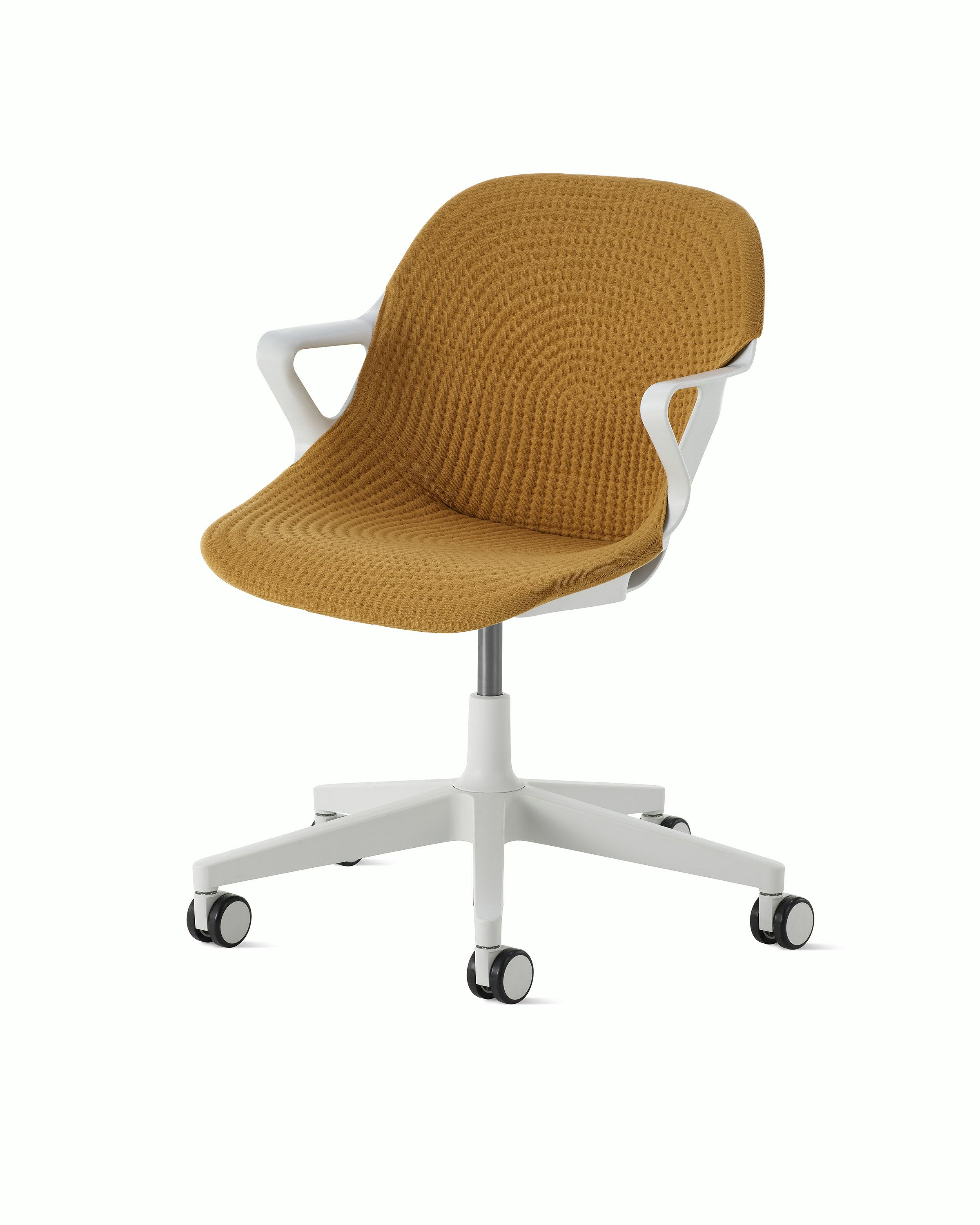 Angle view of Zeph Chair in alpine/mustard seed