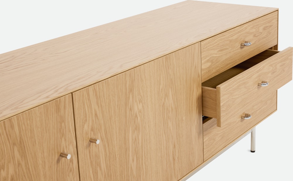 Loop Media Unit,  oak,  chrome