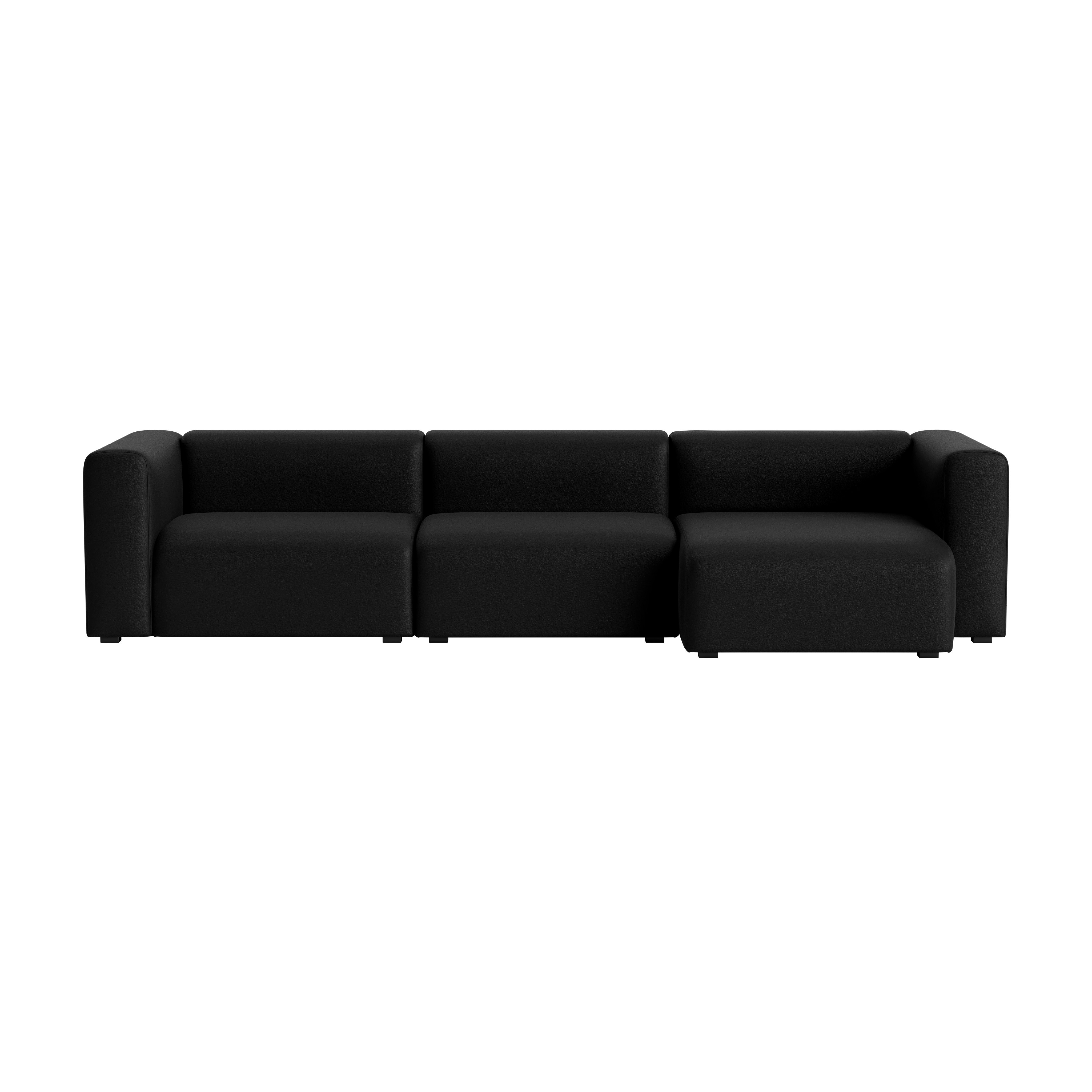 Mags Wide Chaise Sectional - Right, Prone Leather, 006 Obsidian