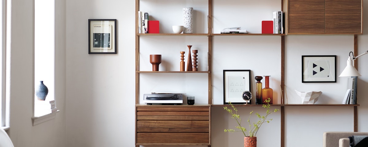 3-Bay Royal System Shelving in a living room setting