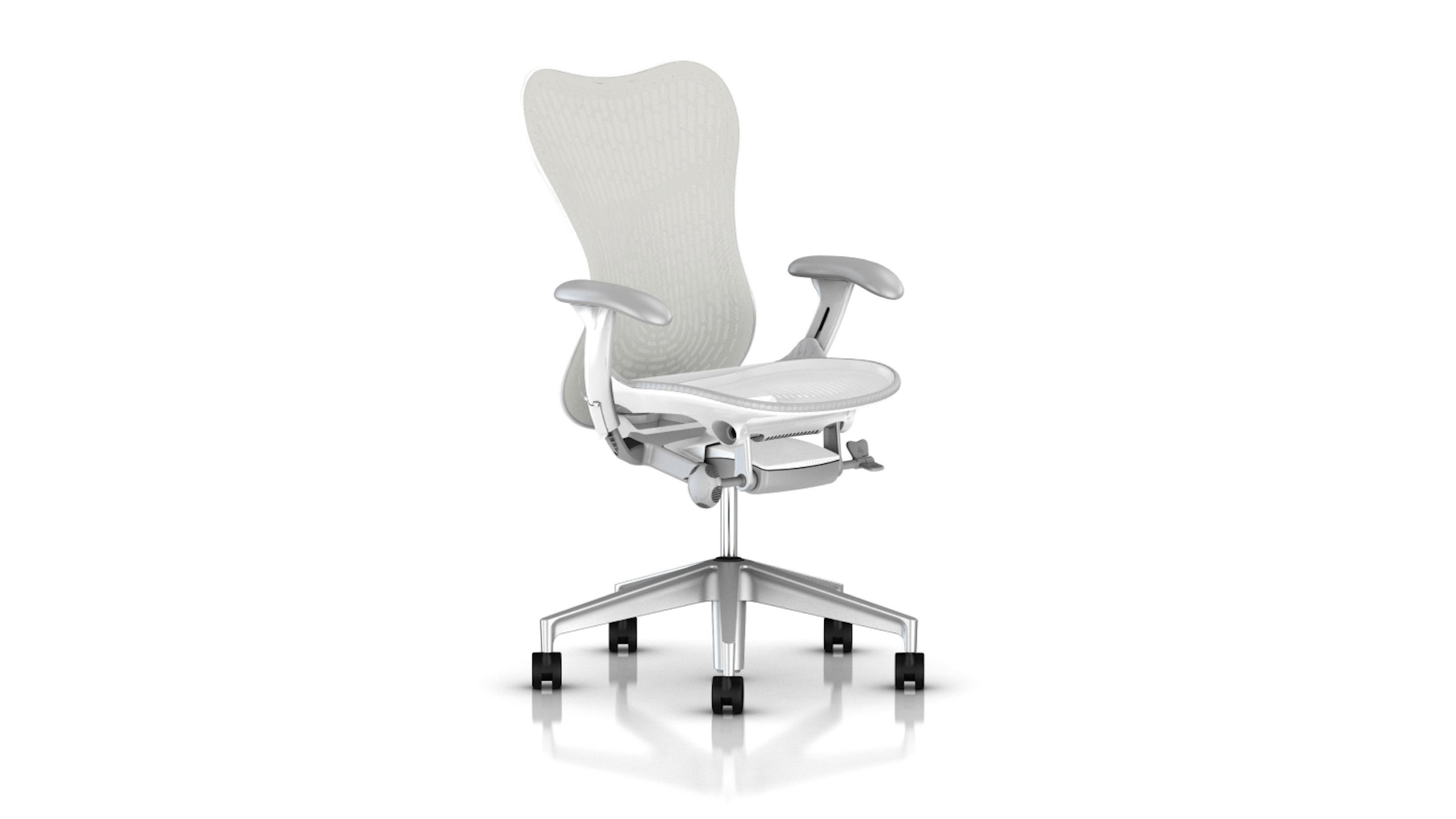 A white Mirra 2 Chair by Herman Miller
