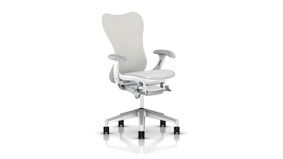 A white Mirra 2 Chair by Herman Miller