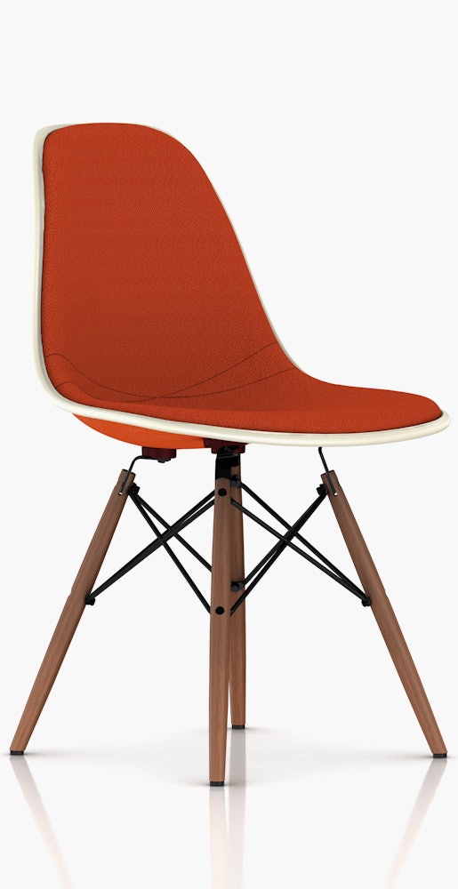 Eames Molded Fiberglass Side Chair Dowel Leg Upholstered Dfsw