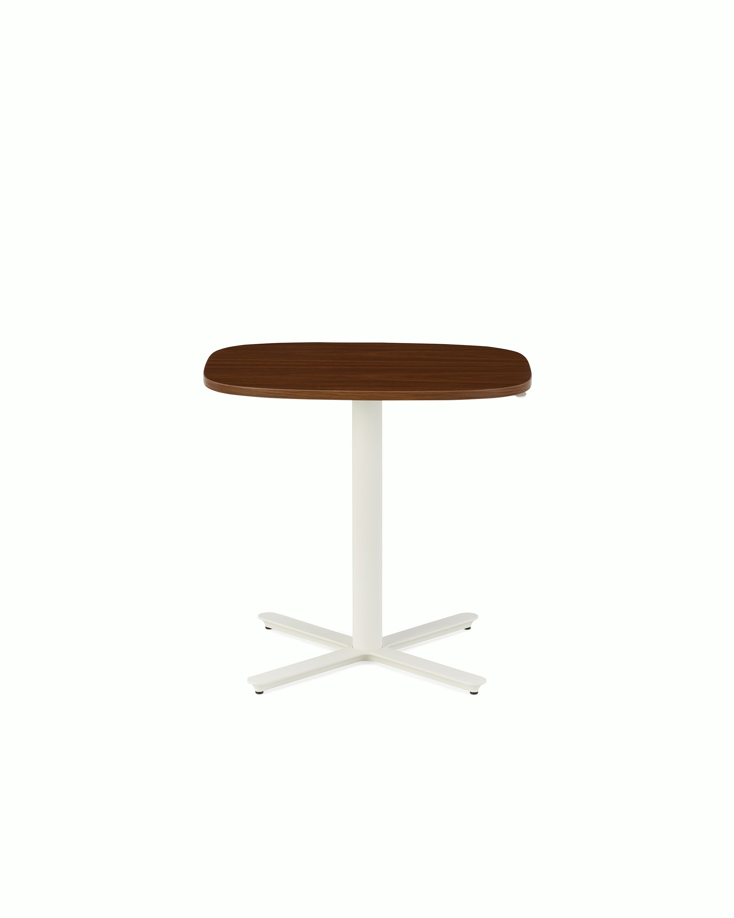 Large Passport Work Table with walnut surface and white base on glide.