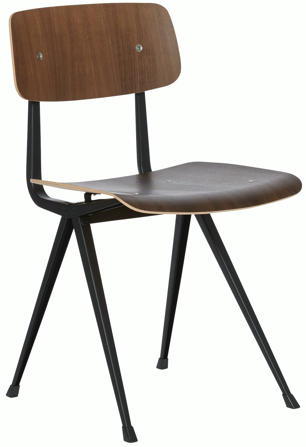 A smoke lacquered oak Result Chair with black base viewed from an angle