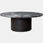 Moon Coffee Table in Grey Emperador Marble and Dark Stained base