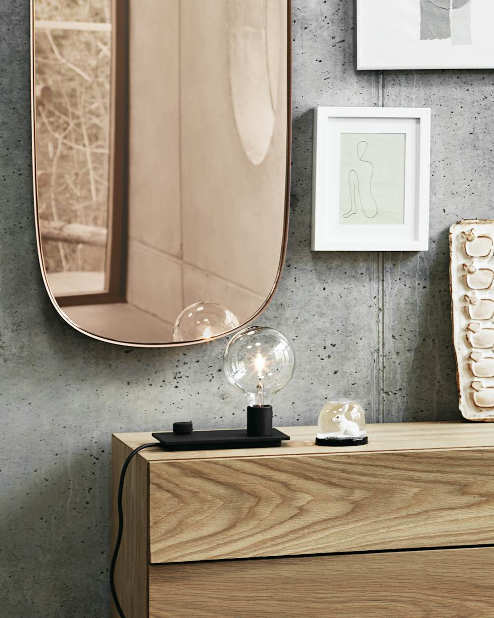 Framed Mirror, Control Table Lamp, Reflect Sideboard