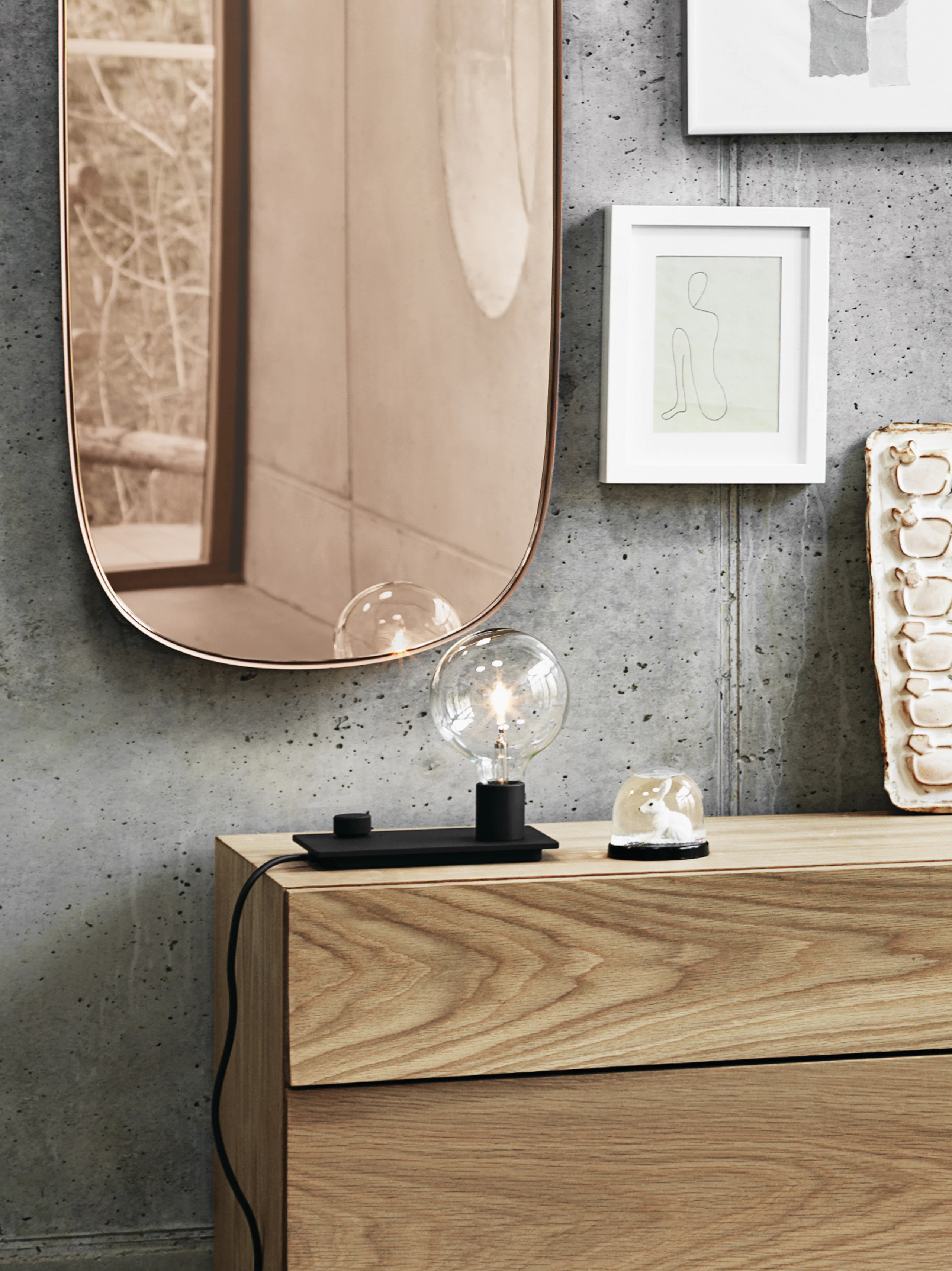 Framed Mirror, Control Table Lamp, Reflect Sideboard