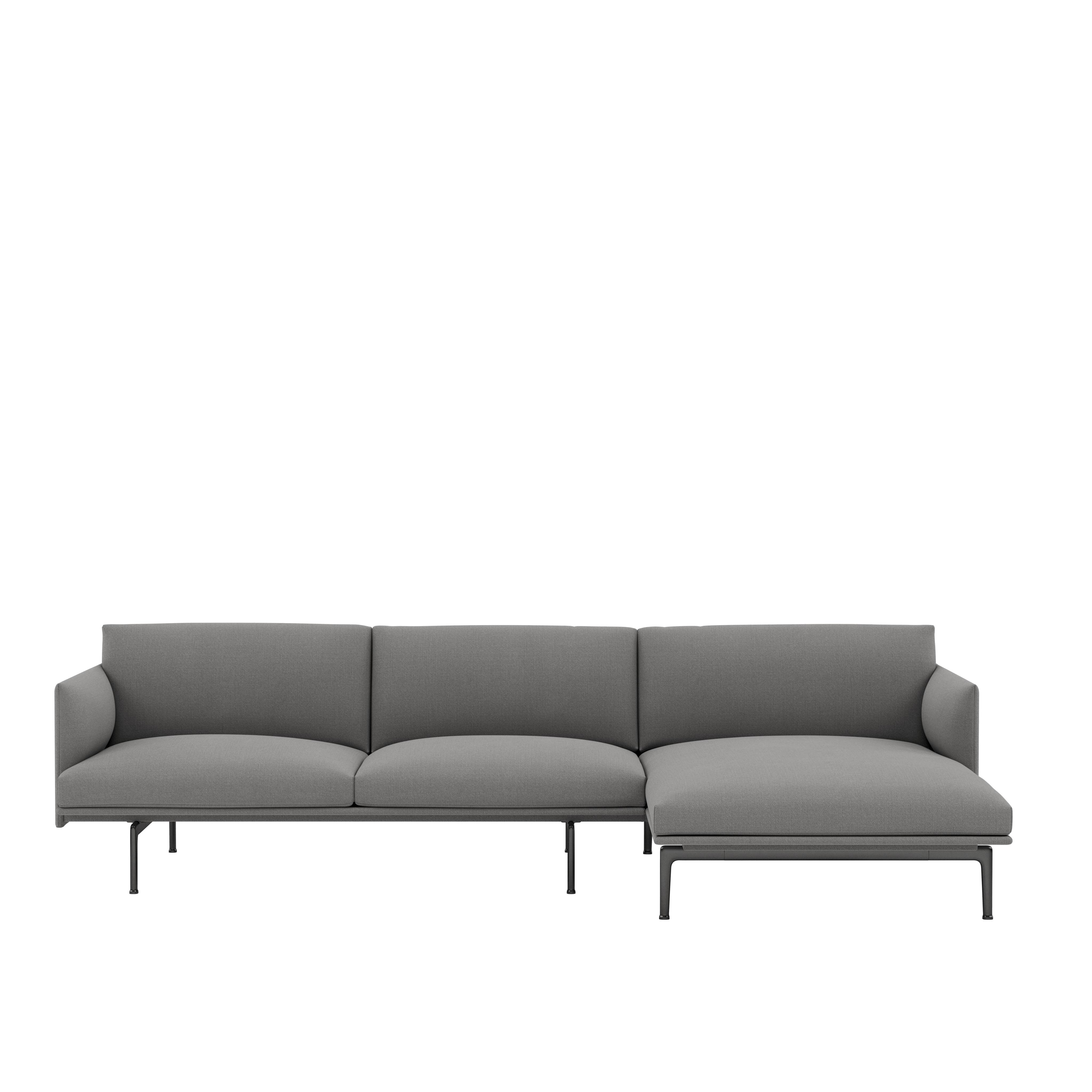 Outline Sectional Chaise - Right - Vidar, 152 Dark Grey