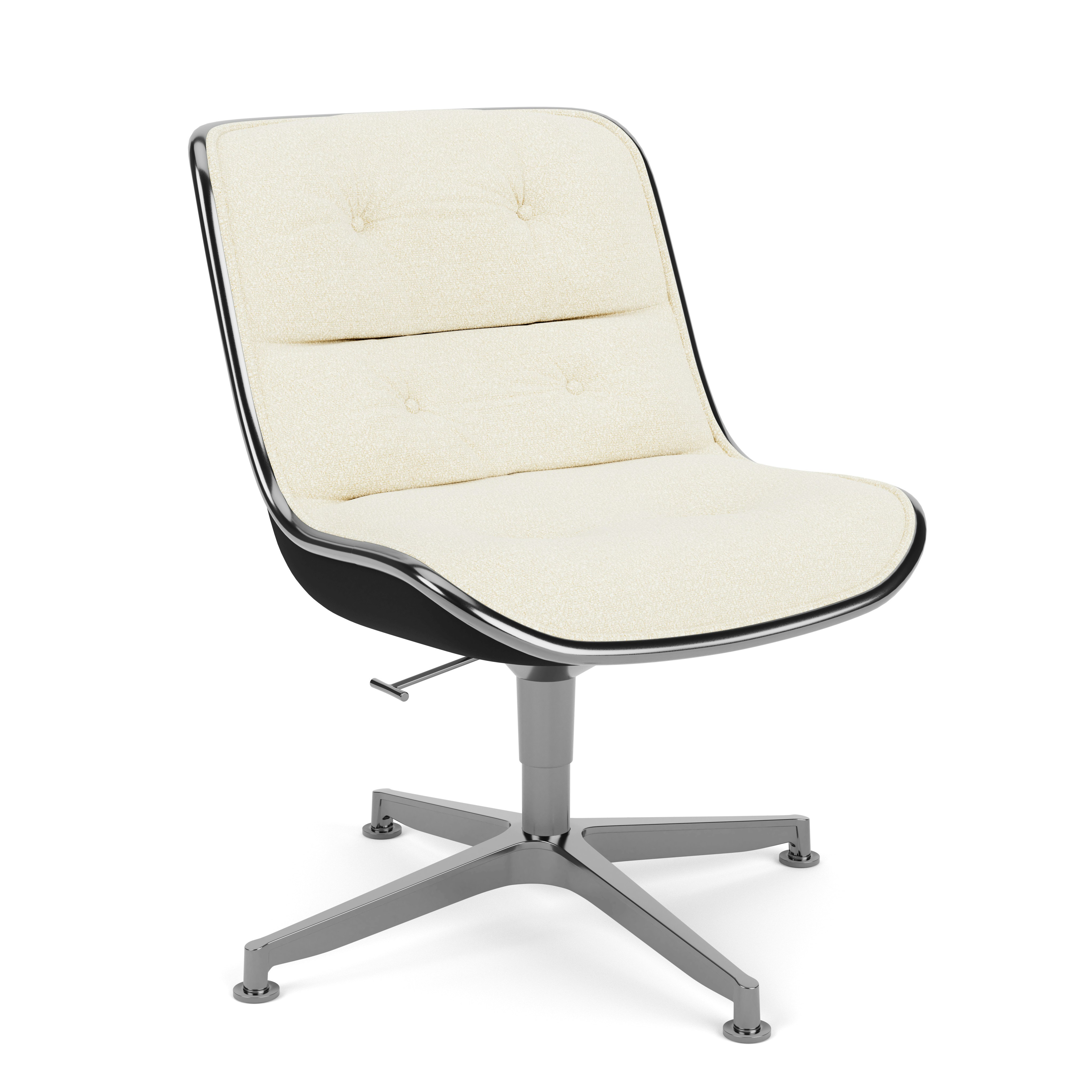 Pollock Executive Side Chair - 4 Star, Polished Aluminum, Knoll Boucle,  Pearl