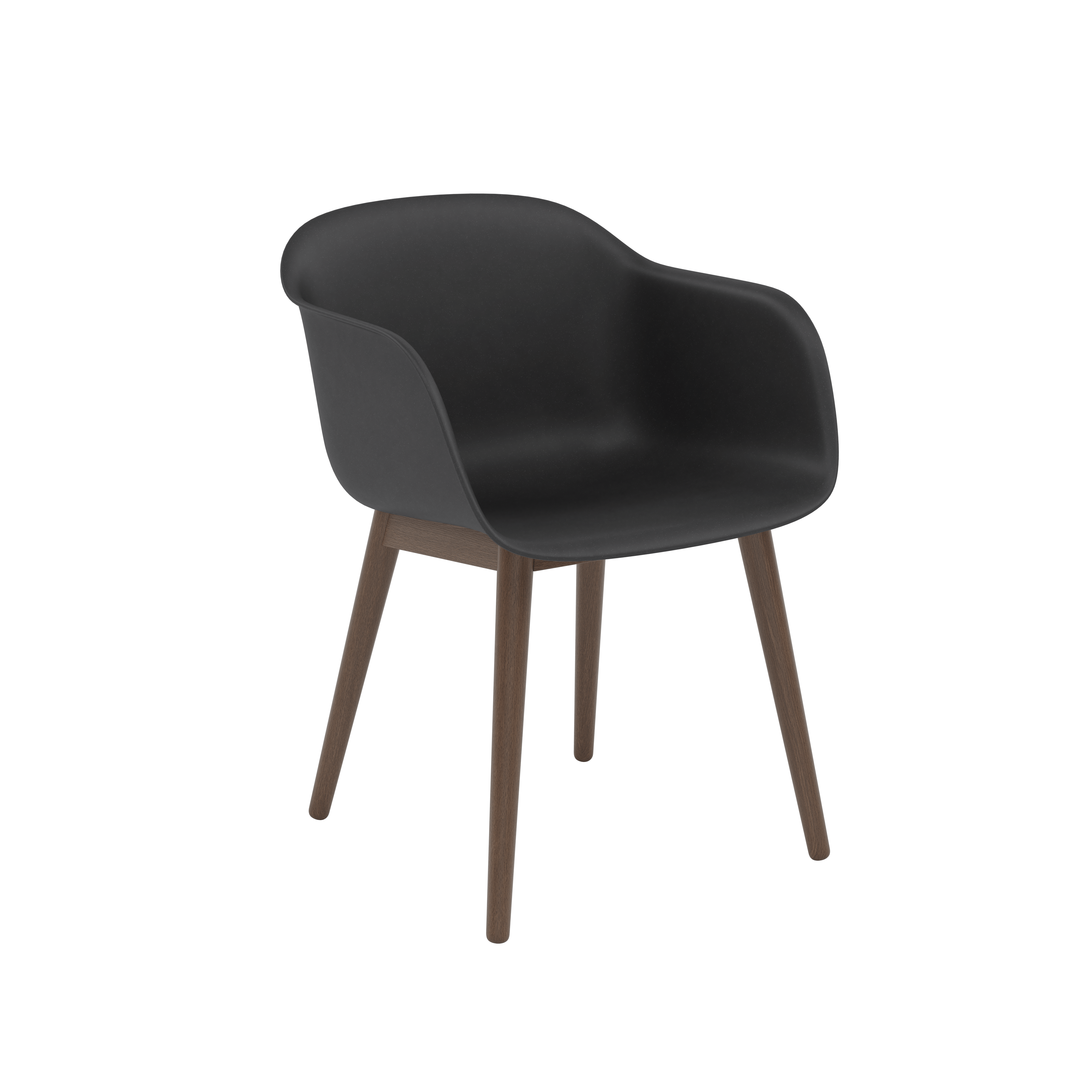 Fiber Dining Chair - Armchair,  Recycled Plastic,  Black,  Dark Stained Oak