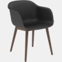 Fiber Dining Chair - Armchair,  Recycled Plastic,  Black,  Dark Stained Oak