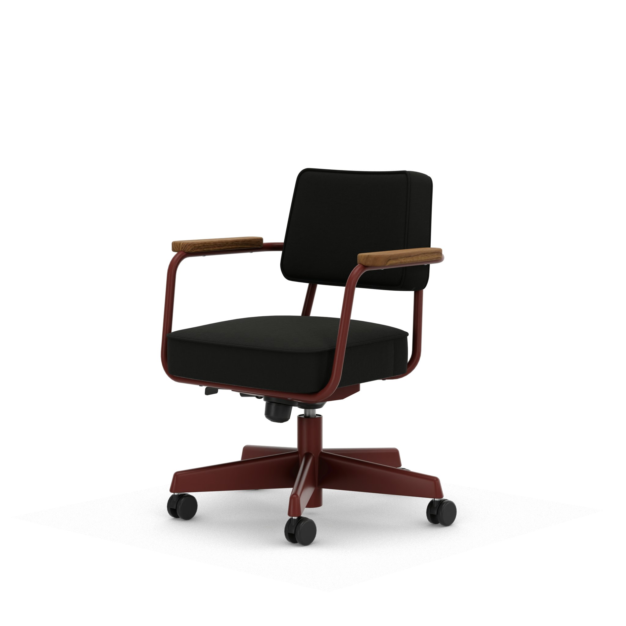 Fauteuil Direction Pivotant - Volo,   Black,   Japanese Red,   Walnut,   Hard Castor