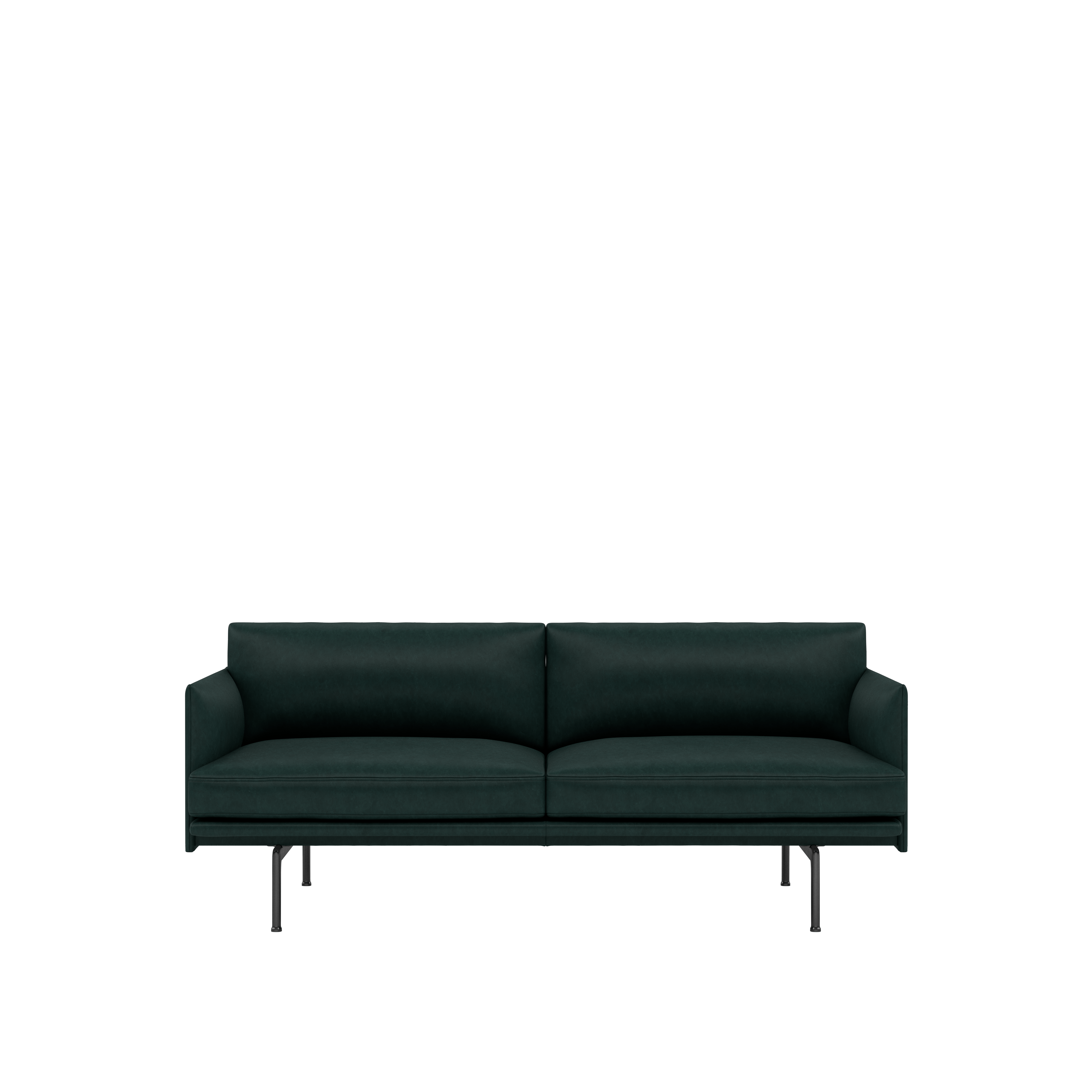 Outline Sofa, 2-Seater,  Black,  Grace Leather ,Racing Green