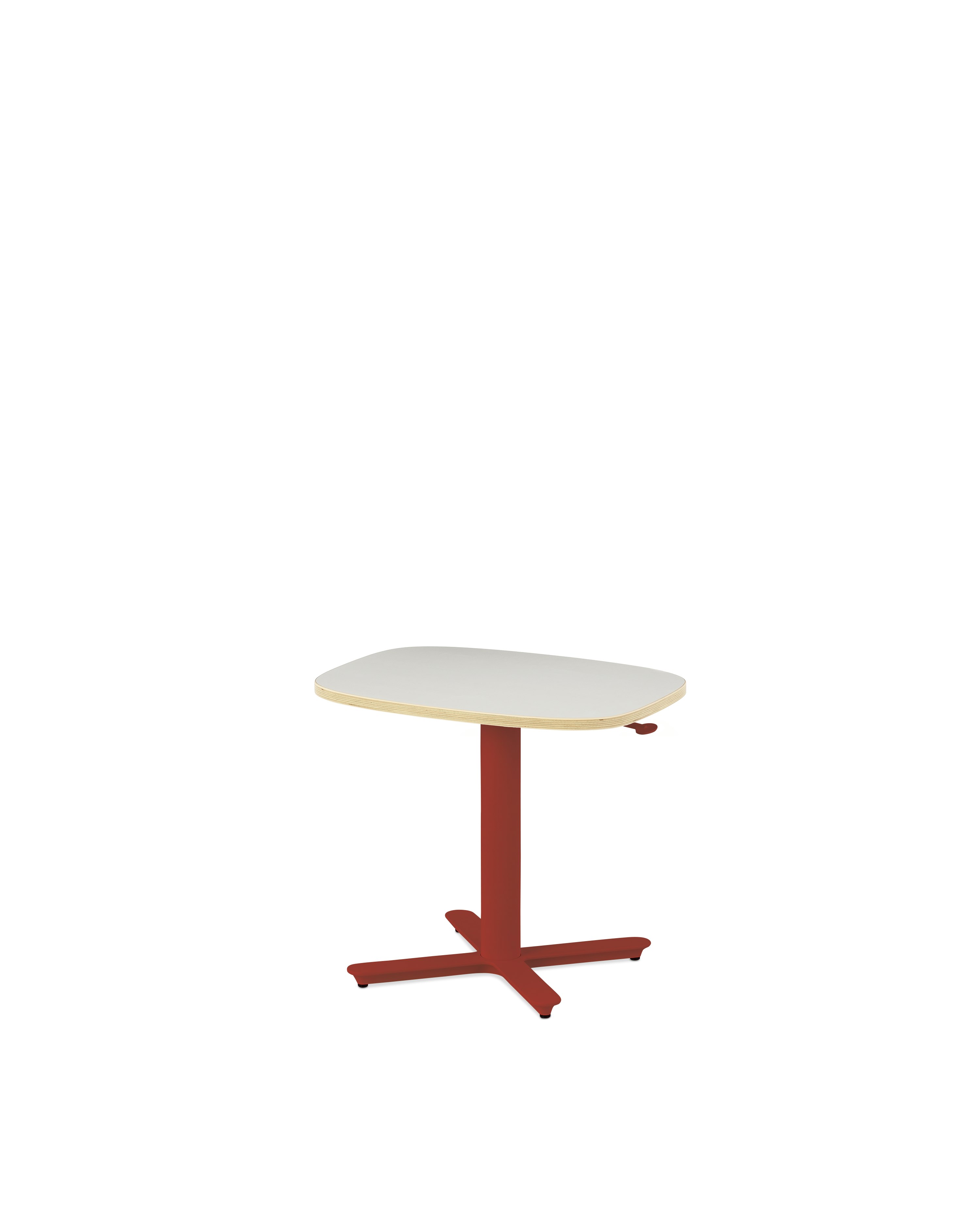 Small Passport Work table with white top, red base and glides