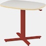 Small Passport Work table with white top, red base and glides