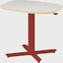 Small Passport Work table with white top, red base and glides