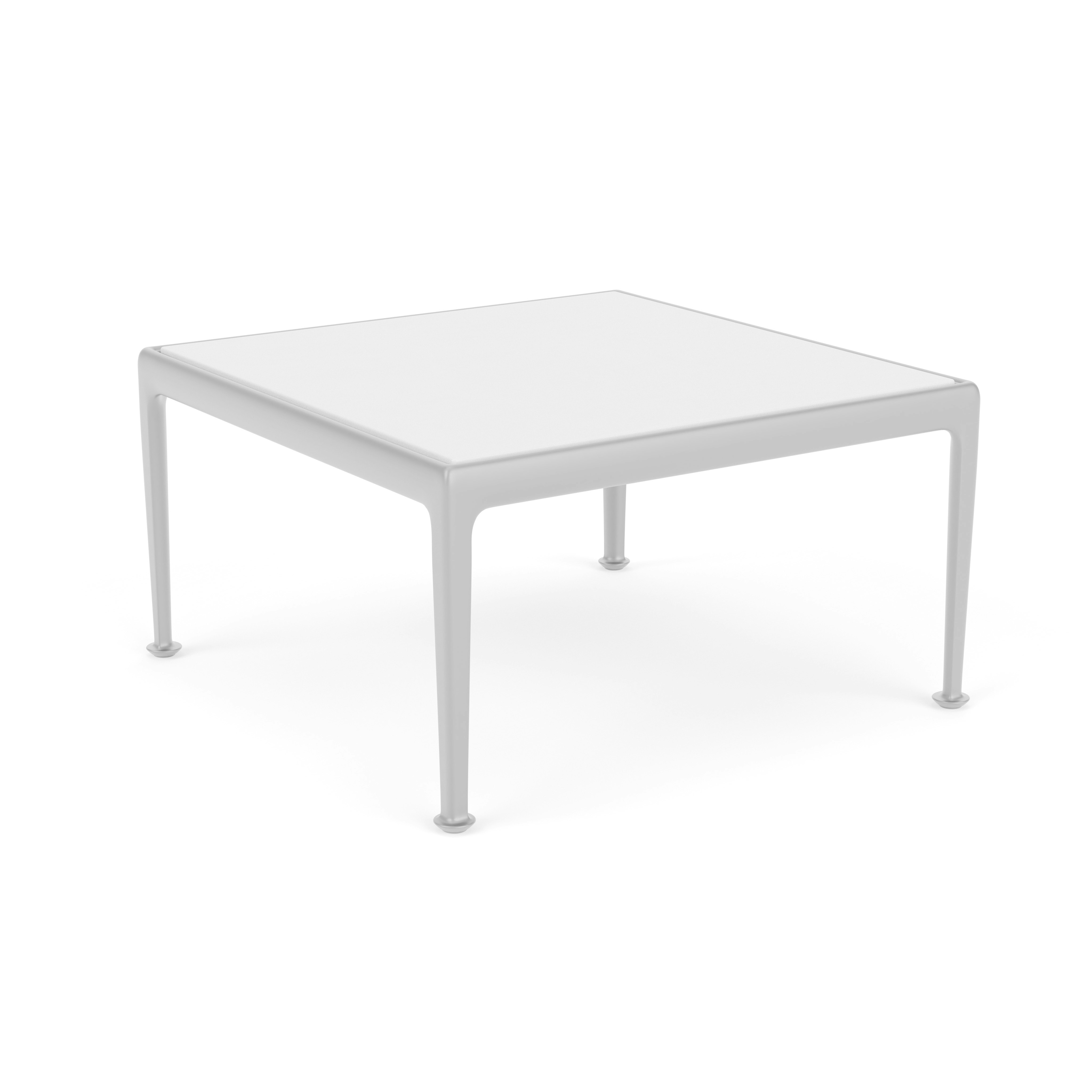 1966 Coffee Table - 28" x 28", White Porcelain, Silver