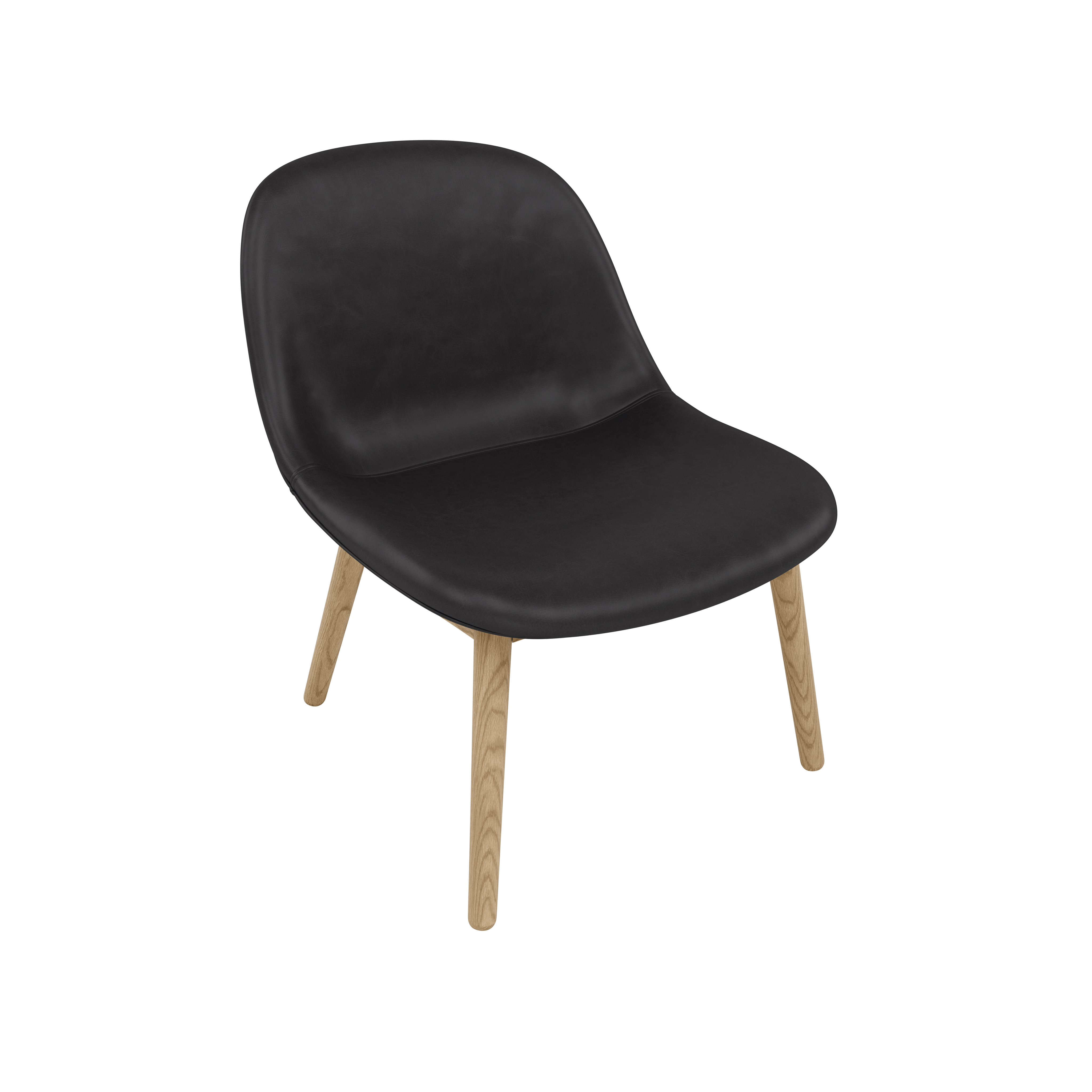 Fiber Lounge Chair - Lounge Chair,  Refine Leather,  Black,  Oak