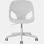 Front view of a light grey armless Zeph chair.