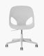 Front view of a light grey armless Zeph chair.