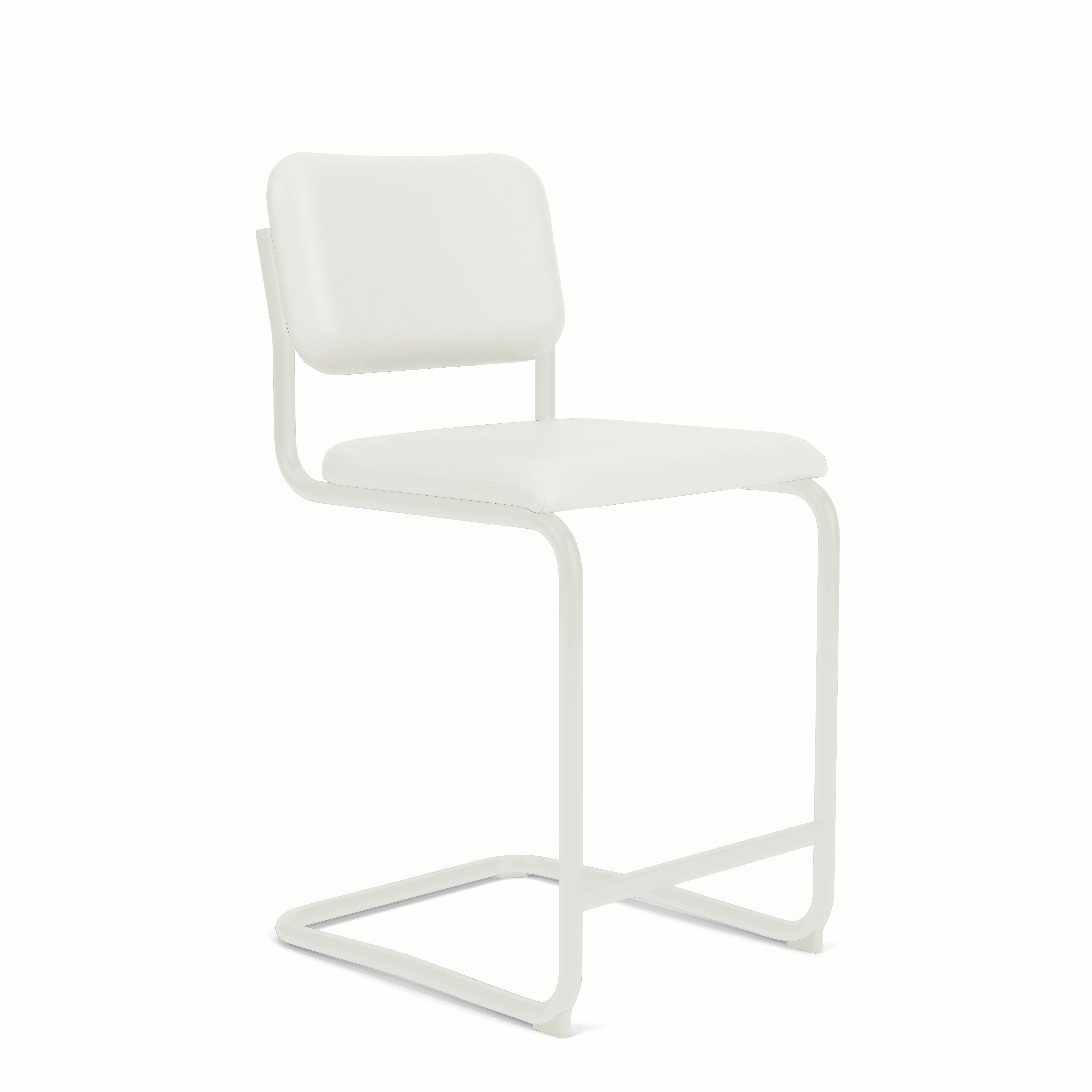 Cesca Upholstered Stool - Counter Height ,  Fully upholstered,   Acqua Leather,  bering sea,  white frame
