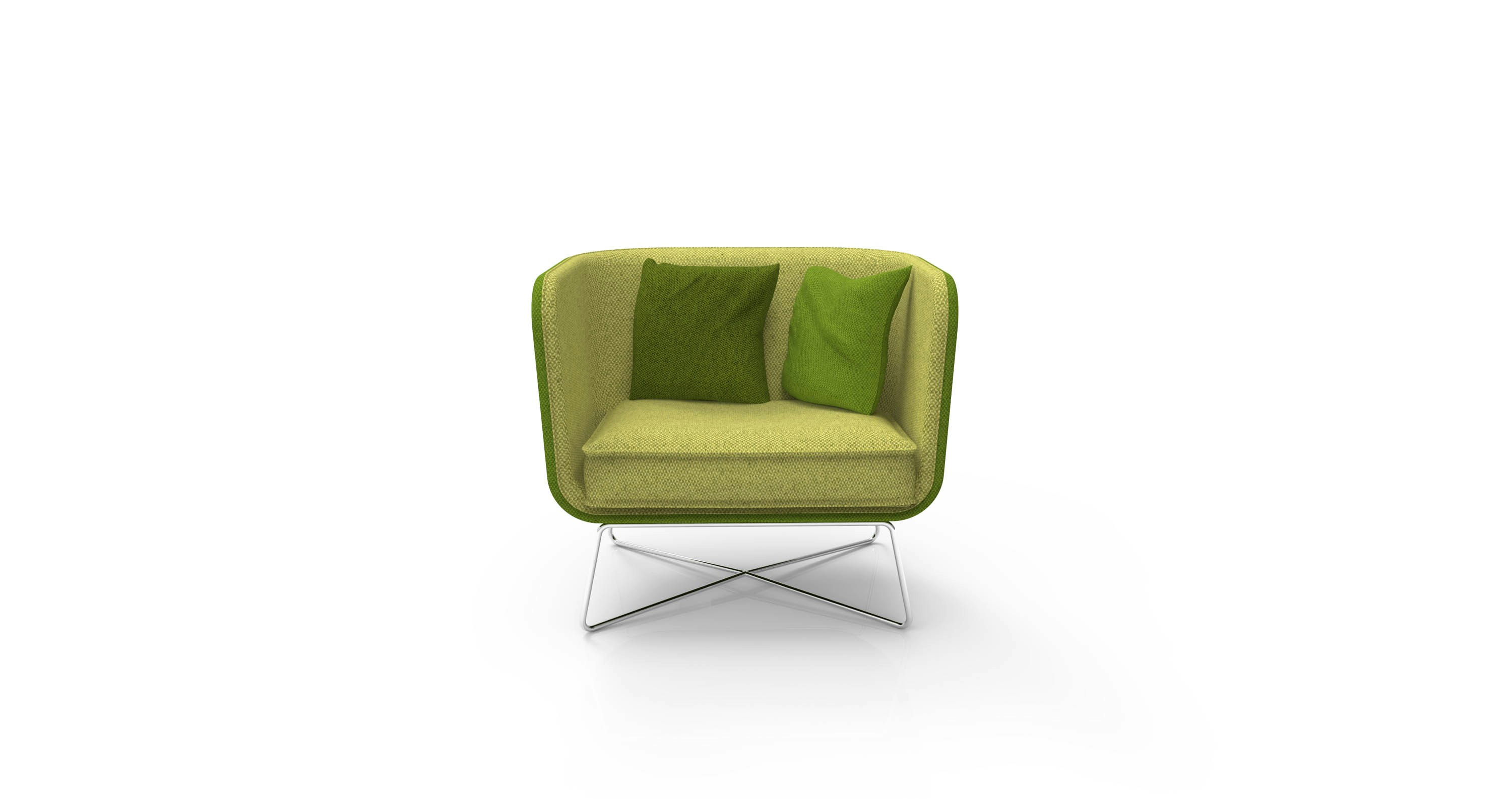 Club Chair, Lounge, Rockwell Unscripted, Seating, Split Upholstery, chrome, wire base