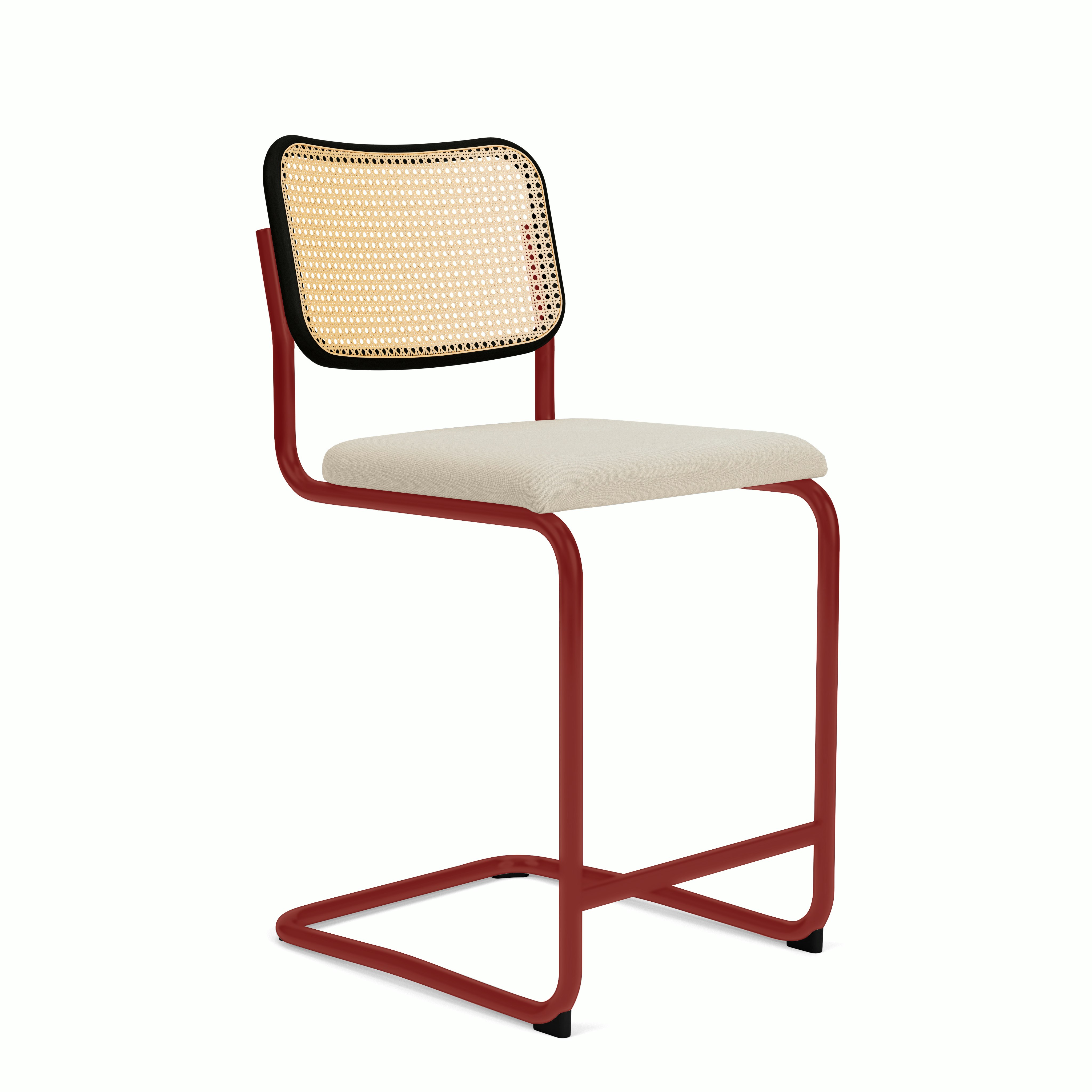 Cesca Upholstered Stool - Ebonized Beech ,  Counter Height ,  Seat Pad,  hourglass,  sandbar,  red frame