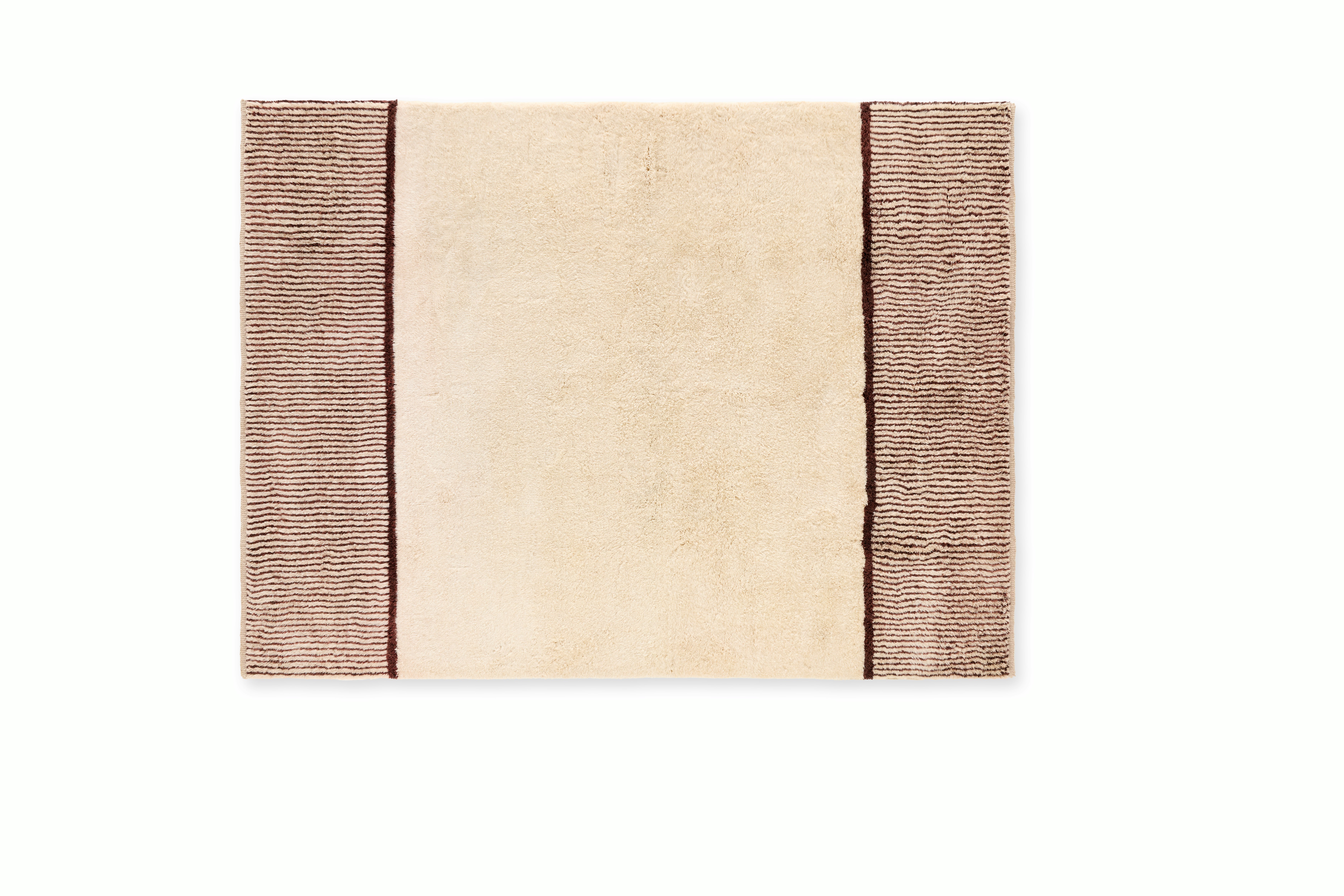 Borderline Wool Moroccan Rug, Natural