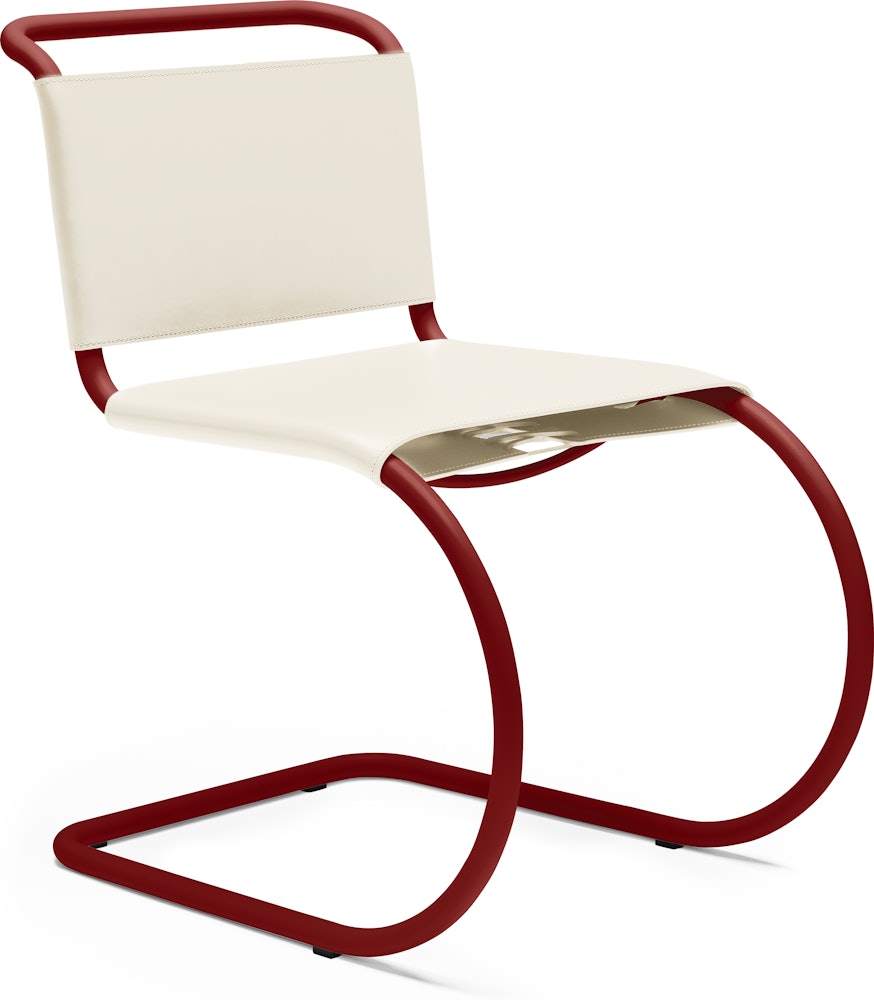 MR Side Chair - Side Chair,  Cowhide,  White Beige,  Dark Red