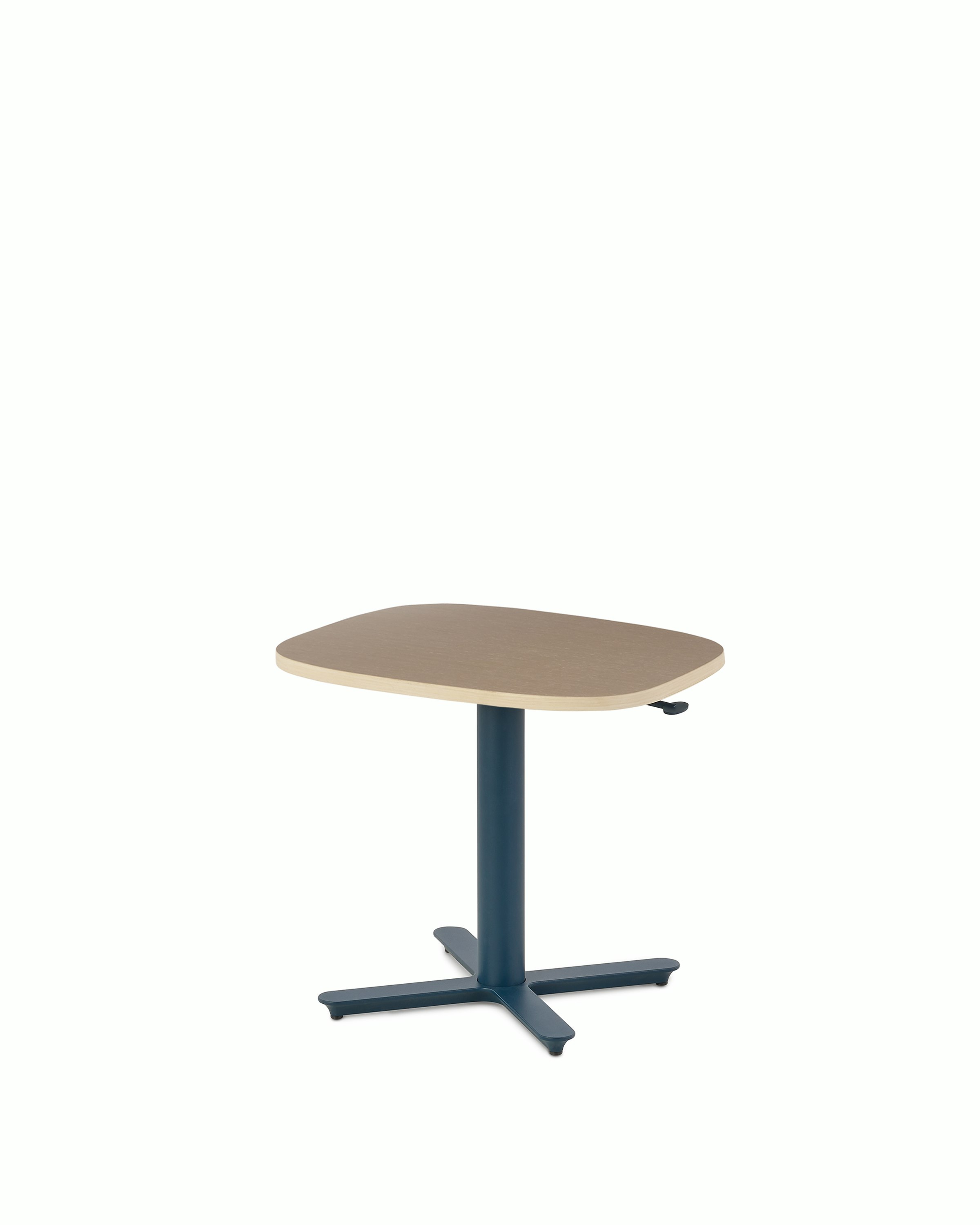 Small Passport Work table with ash top, dark blue base and glides 